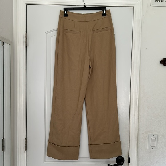 NWT Topshop Wide Leg High Waist Dress Pants Trousers Cuffed Cream Tan Sz 6 - Picture 5 of 7